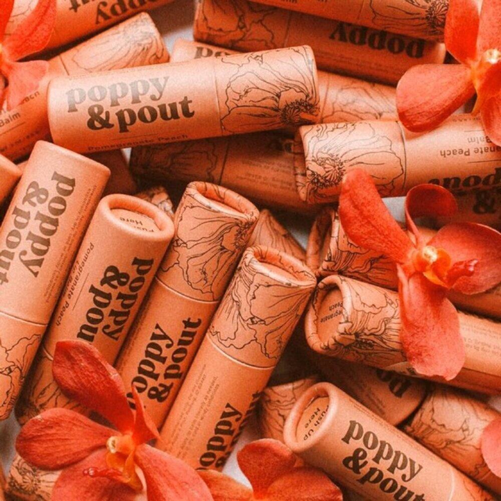 A014-D • Poppy & Pout Pomegranate Peach Natural Lip Balm